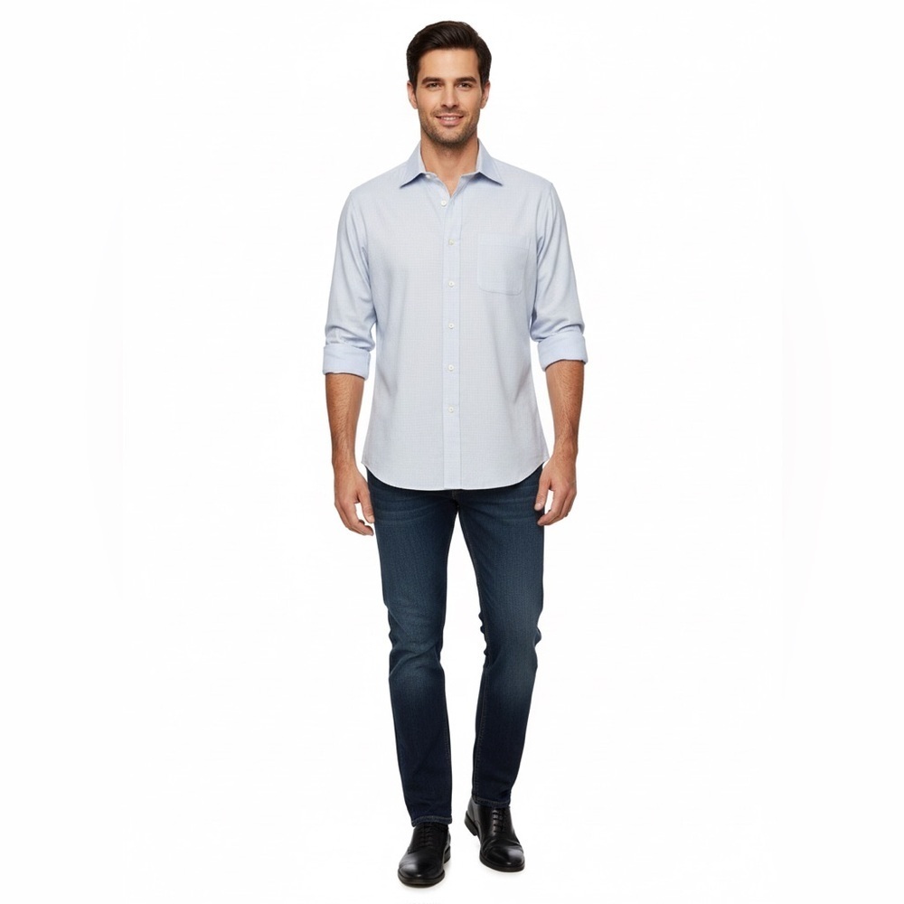 Robert Talbott Men’s Dress Shirt 16–35 Light Blue Long Sleeve Button Down